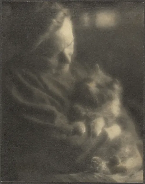 Framed Print : The Pet Angora (Portrait of a Woman with Cat), about 1910. Creator: Louis Fleckenstein Framed Print : The Pet Angora (Portrait of a Woman with Cat), about 1910. Creator: Louis Fleckenstein
