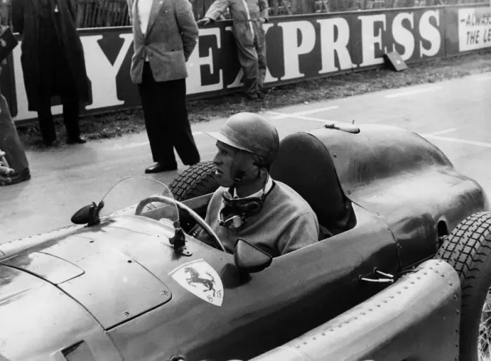 Framed Print : Peter Collins in Lancia - Ferrari, 1956 British Grand Prix. Creator: Unknown Framed Print : Peter Collins in Lancia - Ferrari, 1956 British Grand Prix. Creator: Unknown