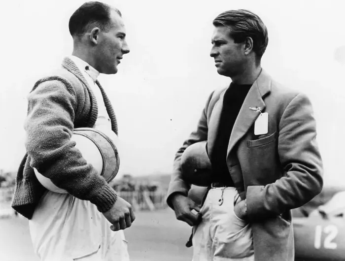 Framed Print : Peter Collins with Stirling Moss Framed Print : Peter Collins with Stirling Moss