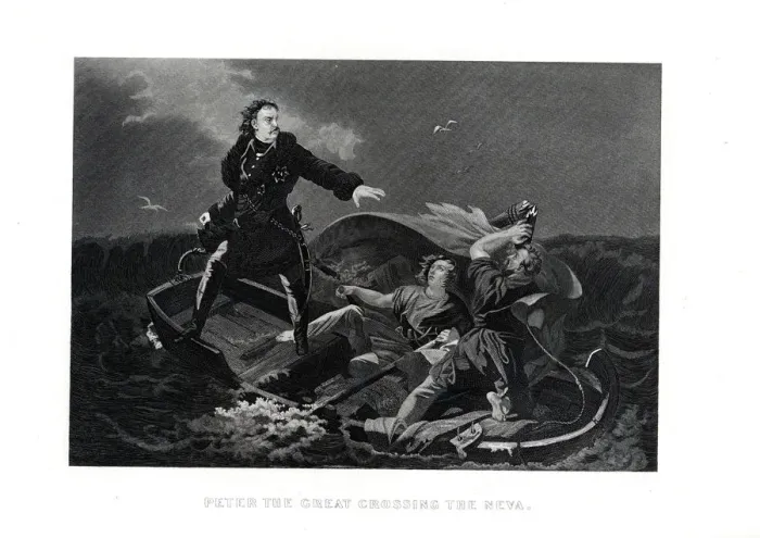 Framed Print : Peter the Great crossing the Neva, 1882. Artist: Anonymous Framed Print : Peter the Great crossing the Neva, 1882. Artist: Anonymous
