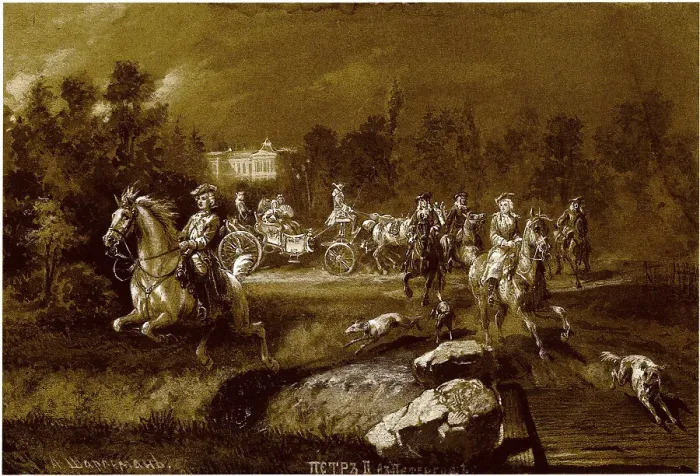 Framed Print : Peter II in Peterhof. Artist: Charlemagne, Adolf (1826-1901) Framed Print : Peter II in Peterhof. Artist: Charlemagne, Adolf (1826-1901)