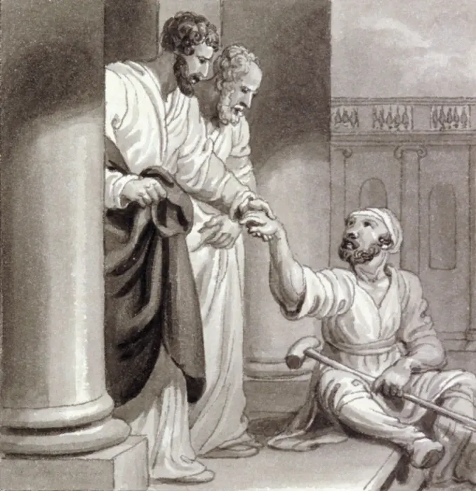 Framed Print : Peter and John with the Beggar at the Beautiful Gate, c1810-c1844 Framed Print : Peter and John with the Beggar at the Beautiful Gate, c1810-c1844