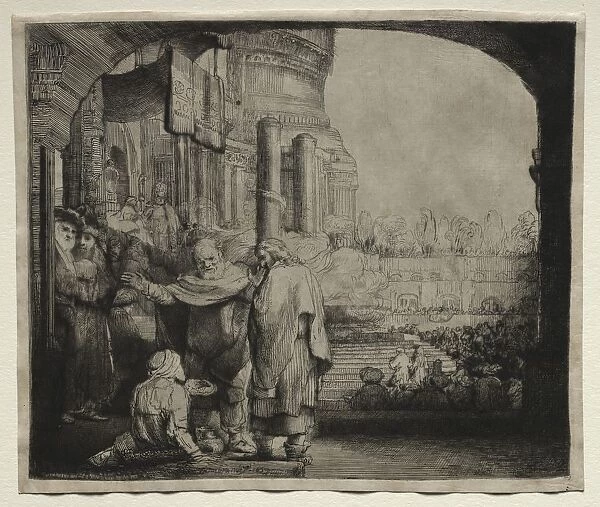 Peter and John Healing the Cripple at the Gate of the Temple, 1659. Creator: Rembrandt van Rijn