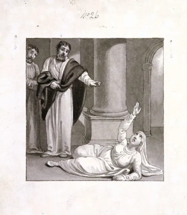 Framed Print : Peter and Sapphira, wife of Ananias, c1810-c1844. Artist: Henry Corbould Framed Print : Peter and Sapphira, wife of Ananias, c1810-c1844. Artist: Henry Corbould