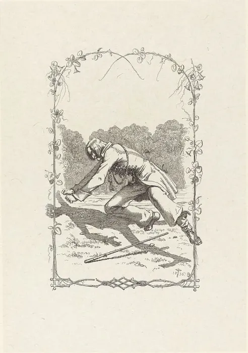 Framed Print : Peter Schlemihl Chasing His Shadow, 1836. Creator: Adolf Schrödter Framed Print : Peter Schlemihl Chasing His Shadow, 1836. Creator: Adolf Schrödter