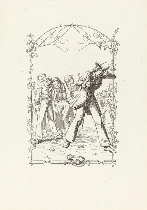 Framed Print : Peter Schlemihl Taunted for His Lack of Shadow, 1836. Creator: Adolf Schrödter Framed Print : Peter Schlemihl Taunted for His Lack of Shadow, 1836. Creator: Adolf Schrödter