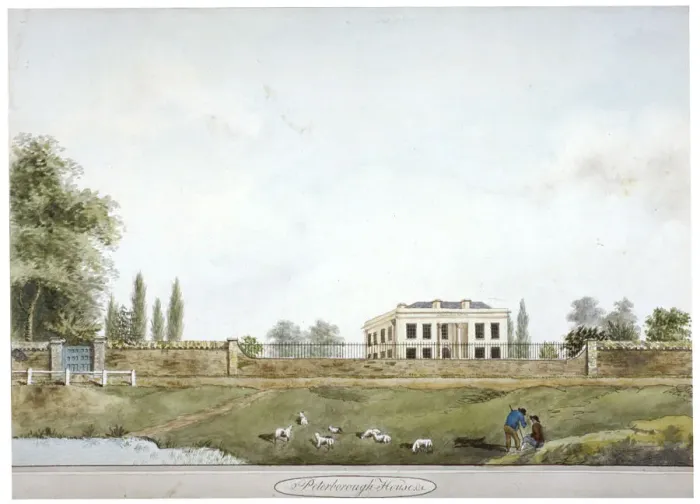Framed Print : Peterborough House, Millbank, Westminster, London, c1805 Framed Print : Peterborough House, Millbank, Westminster, London, c1805