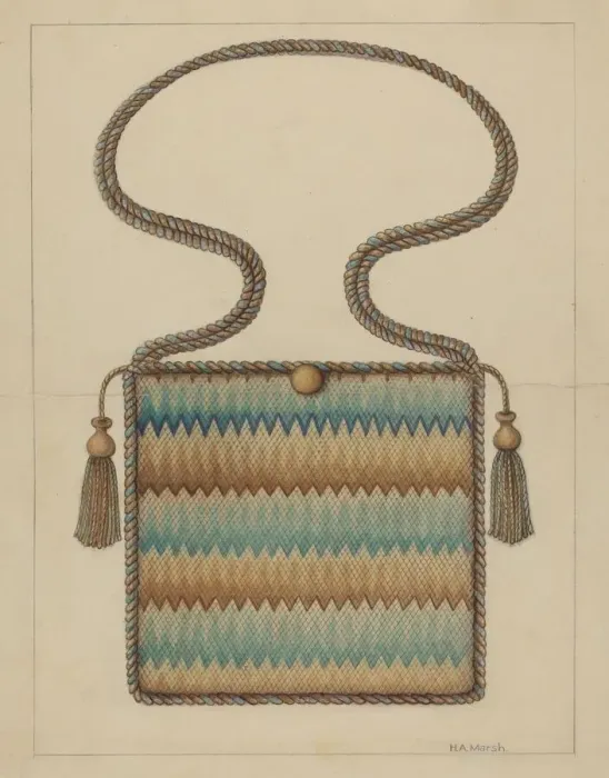 Framed Print : Petipoint Bag, c. 1937. Creator: Herbert Marsh Framed Print : Petipoint Bag, c. 1937. Creator: Herbert Marsh