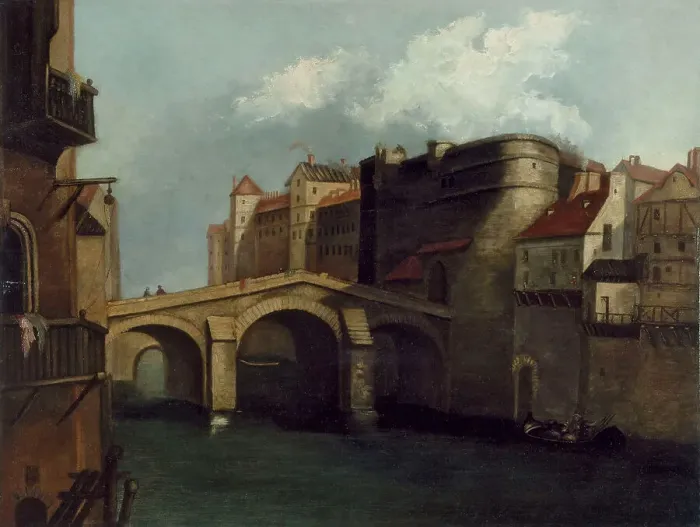 Framed Print : Petit-Châtelet and the Petit-Pont, around 1660, current 4th and 5th arrondissements, c1655-1665. Creator: Unknown Framed Print : Petit-Châtelet and the Petit-Pont, around 1660, current 4th and 5th arrondissements, c1655-1665. Creator: Unknown