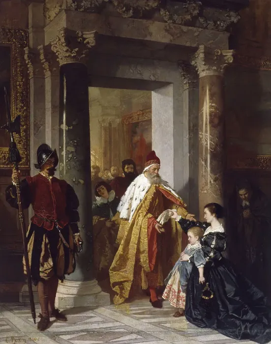 Framed Print : The Petition to the Doge, 1860. Creator: Carl Ludwig Friedrich Becker