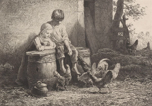 Petits, petits!!, 1864. Creator: Charles Emile Jacque