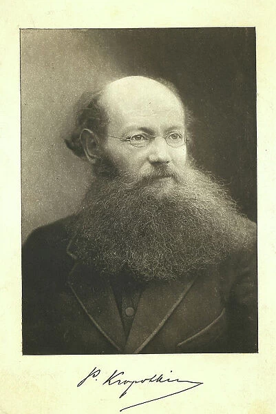 Petr Kropotkin, head-and-shoulders portrait, facing right, between 1890 and 1920. Creator: Unknown
