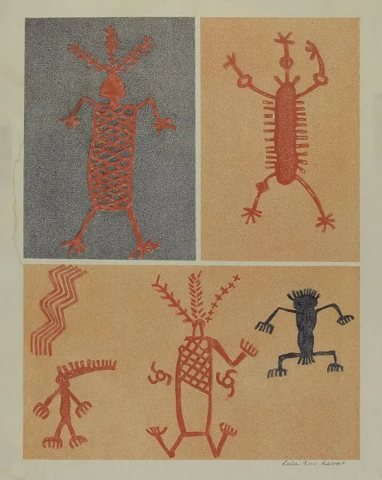 Framed Print : Petroglyph, 1935 / 1942. Creator: Lala Eve Rivol Framed Print : Petroglyph, 1935 / 1942. Creator: Lala Eve Rivol