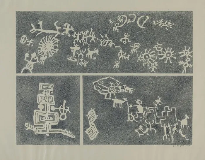 Framed Print : Petroglyph, 1935 / 1942. Creator: Lala Eve Rivol Framed Print : Petroglyph, 1935 / 1942. Creator: Lala Eve Rivol