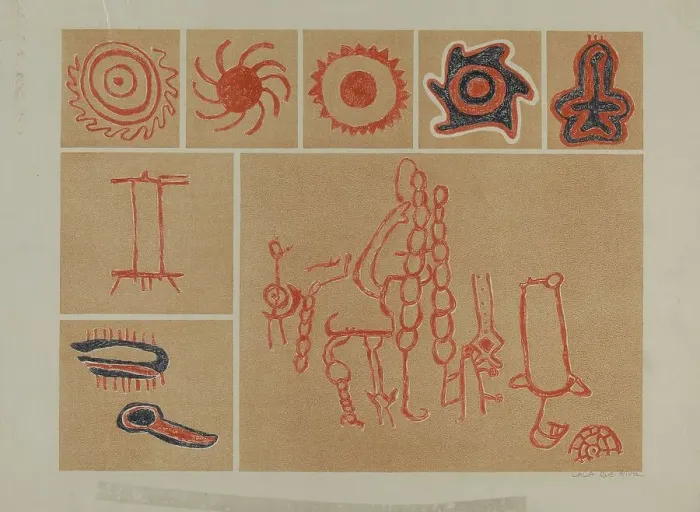Framed Print : Petroglyph, 1935 / 1942. Creator: Lala Eve Rivol Framed Print : Petroglyph, 1935 / 1942. Creator: Lala Eve Rivol
