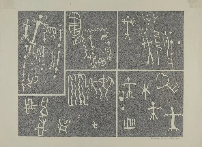 Framed Print : Petroglyph, 1935 / 1942. Creator: Lala Eve Rivol Framed Print : Petroglyph, 1935 / 1942. Creator: Lala Eve Rivol