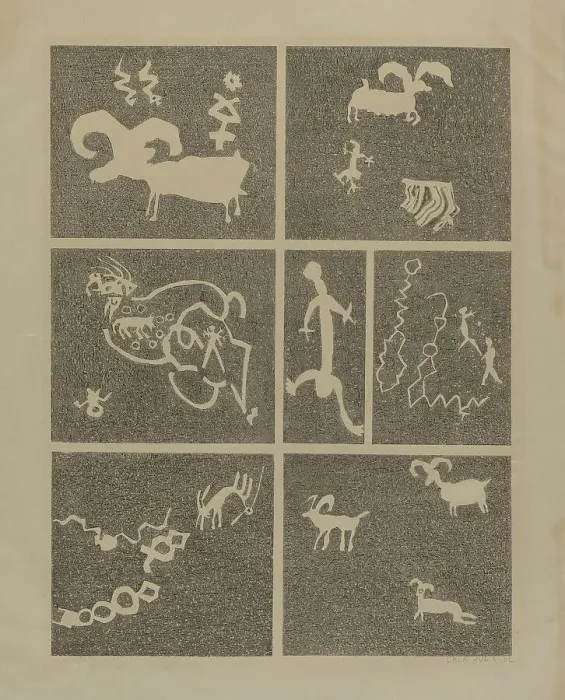 Framed Print : Petroglyph, 1935 / 1942. Creator: Lala Eve Rivol