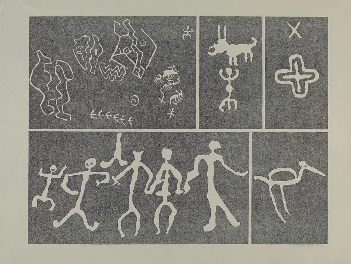 Framed Print : Petroglyph - Animal, 1935 / 1942. Creator: Lala Eve Rivol