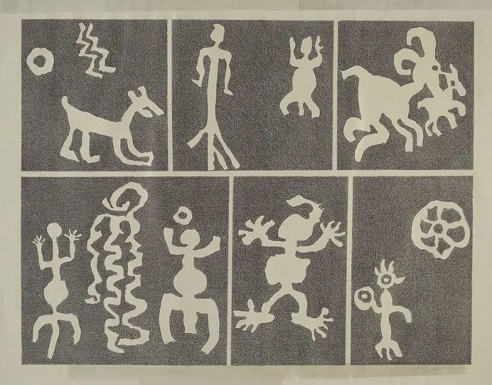 Framed Print : Petroglyph Design, 1935 / 1942. Creator: Lala Eve Rivol Framed Print : Petroglyph Design, 1935 / 1942. Creator: Lala Eve Rivol