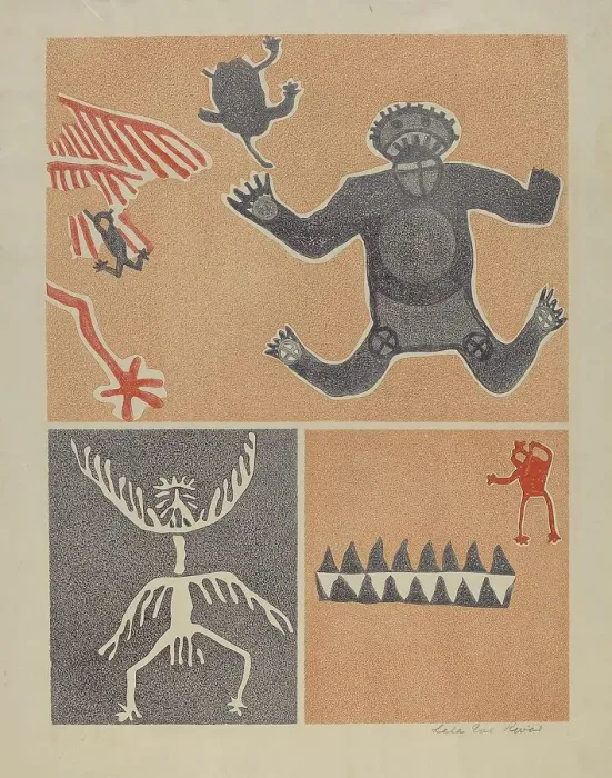 Framed Print : Petroglyph - Human Figures, 1935 / 1942. Creator: Lala Eve Rivol Framed Print : Petroglyph - Human Figures, 1935 / 1942. Creator: Lala Eve Rivol