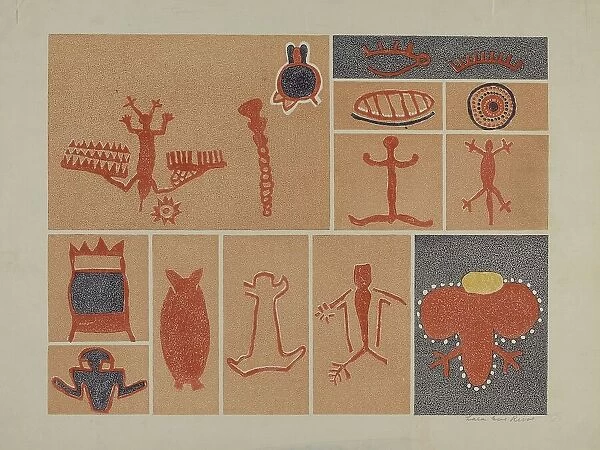 Petroglyph - Human Figures, 1935 / 1942. Creator: Lala Eve Rivol