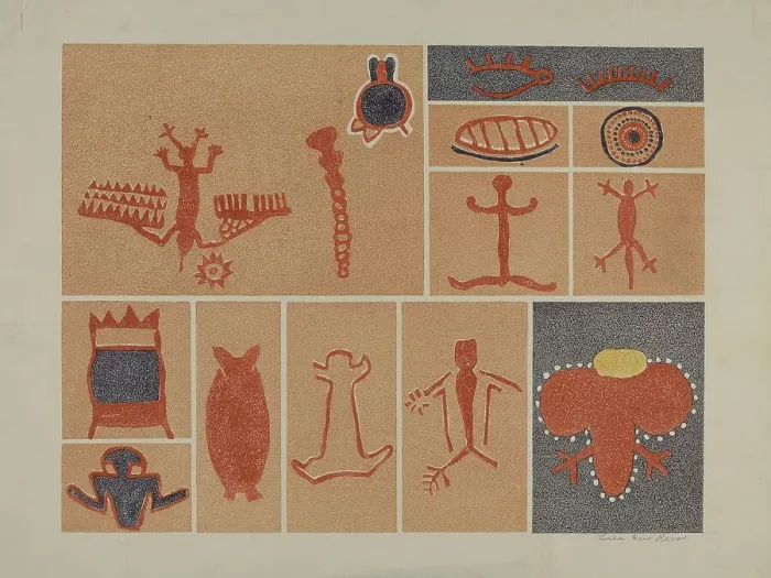 Framed Print : Petroglyph - Human Figures, 1935 / 1942. Creator: Lala Eve Rivol Framed Print : Petroglyph - Human Figures, 1935 / 1942. Creator: Lala Eve Rivol