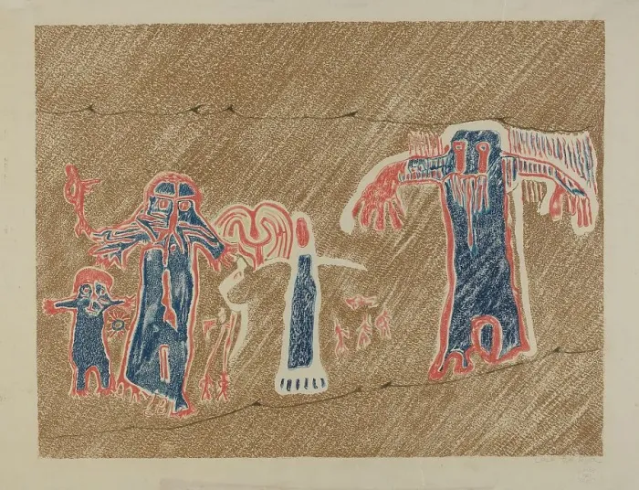 Framed Print : Petroglyph - Human Figures, 1935 / 1942. Creator: Lala Eve Rivol Framed Print : Petroglyph - Human Figures, 1935 / 1942. Creator: Lala Eve Rivol