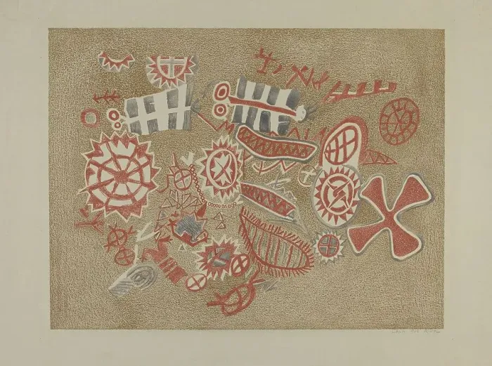 Framed Print : Petroglyphs, 1935 / 1942. Creator: Lala Eve Rivol Framed Print : Petroglyphs, 1935 / 1942. Creator: Lala Eve Rivol