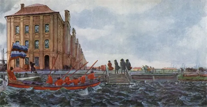 Framed Print : Petrograd at the Time of Peter I, c1900, (1965). Creator: Yevgeny Lansere Framed Print : Petrograd at the Time of Peter I, c1900, (1965). Creator: Yevgeny Lansere