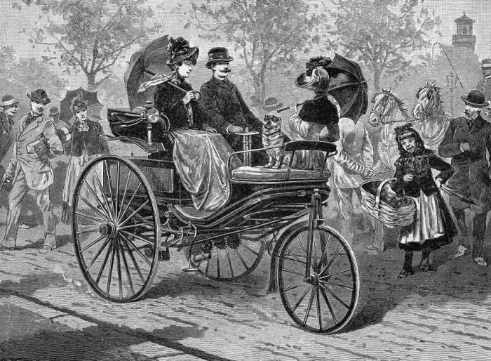 Framed Print : Petrol-driven car by Benz & Co. capable of 16 km per hour, c1890s Framed Print : Petrol-driven car by Benz & Co. capable of 16 km per hour, c1890s