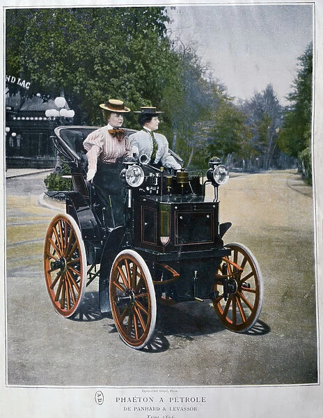A petrol-powered Phaeton, by Panhard and Levassor, 1896. Artist: Goupil