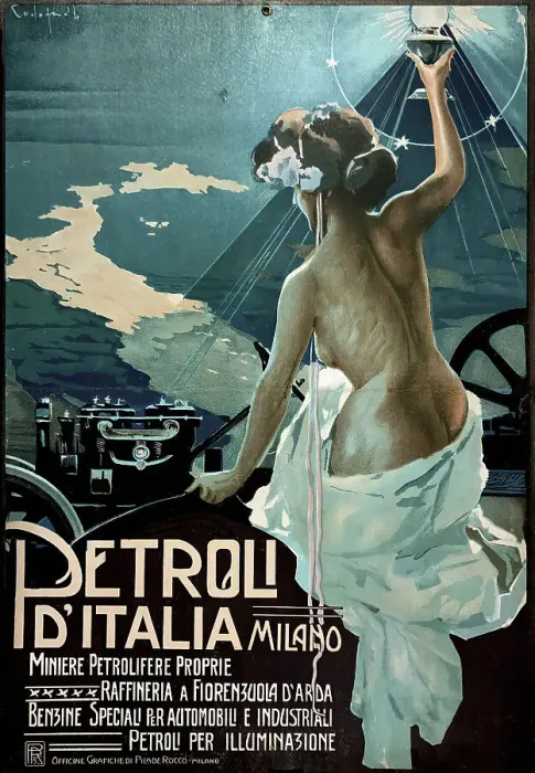 Framed Print : Petroli D'italia Milano. Creator: Codognato, Plinio (1878-1940) Framed Print : Petroli D'italia Milano. Creator: Codognato, Plinio (1878-1940)