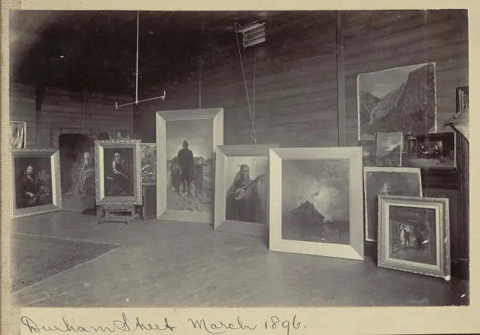 Framed Print : Petrus van der Velden studio, Auckland, c.1896. Creator: Unknown