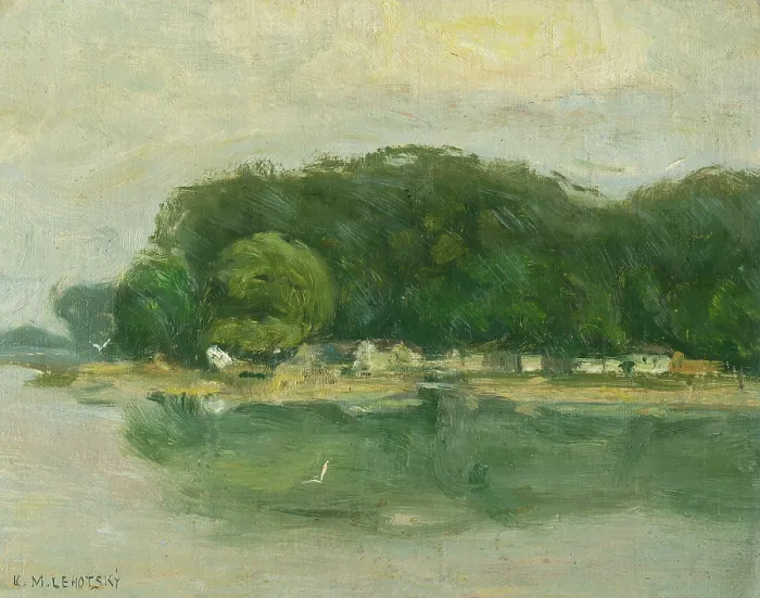 Framed Print : Petrzalka Bank from the Danube, 1900-1910. Creator: Karol Miloslav Lehotsky Framed Print : Petrzalka Bank from the Danube, 1900-1910. Creator: Karol Miloslav Lehotsky