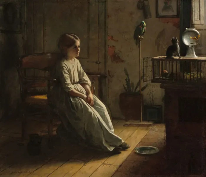 Framed Print : The Pets, 1856. Creator: Eastman Johnson Framed Print : The Pets, 1856. Creator: Eastman Johnson
