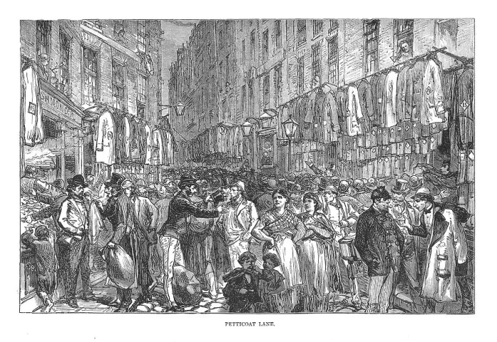 Framed Print : Petticoat Lane, 1878 Artist: Walter Thornbury Framed Print : Petticoat Lane, 1878 Artist: Walter Thornbury