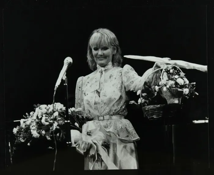 Framed Print : Petula Clark after a concert at the Forum Theatre, Hatfield, Hertfordsire, 1984. Artist Framed Print : Petula Clark after a concert at the Forum Theatre, Hatfield, Hertfordsire, 1984. Artist