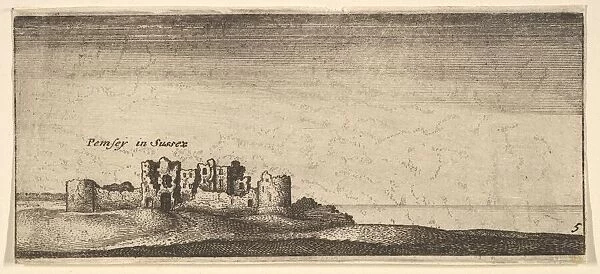 Pevensey Castle, 1652-77. Creator: Wenceslaus Hollar