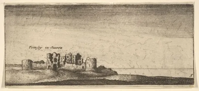Framed Print : Pevensey Castle, 1652-77. Creator: Wenceslaus Hollar Framed Print : Pevensey Castle, 1652-77. Creator: Wenceslaus Hollar