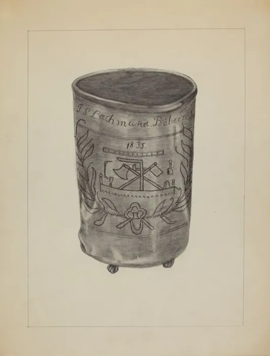 Framed Print : Pewter Beaker, c. 1936. Creator: Gertrude Lemberg Framed Print : Pewter Beaker, c. 1936. Creator: Gertrude Lemberg
