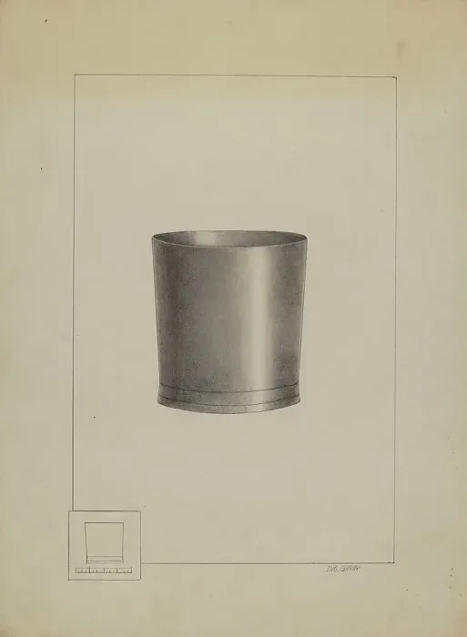 Framed Print : Pewter Beaker, c. 1936. Creator: John Garay Framed Print : Pewter Beaker, c. 1936. Creator: John Garay