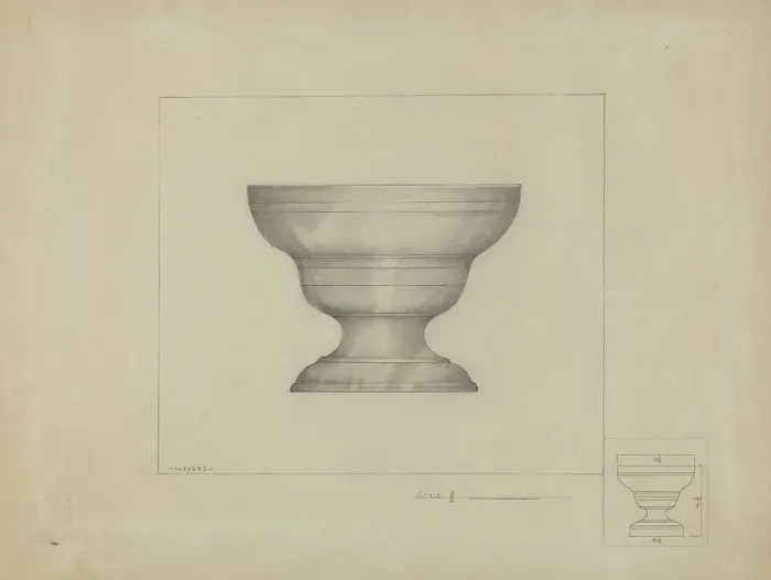 Framed Print : Pewter Bowl, c. 1936. Creator: Henry Meyers Framed Print : Pewter Bowl, c. 1936. Creator: Henry Meyers