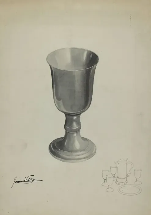 Framed Print : Pewter Chalice, 1935 / 1942. Creator: James Vail Framed Print : Pewter Chalice, 1935 / 1942. Creator: James Vail