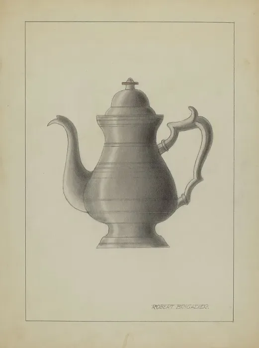 Framed Print : Pewter Coffee Pot, 1935 / 1942. Creator: Robert Brigadier Framed Print : Pewter Coffee Pot, 1935 / 1942. Creator: Robert Brigadier