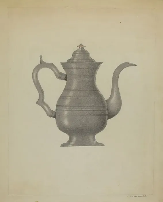Framed Print : Pewter Coffee Pot, c. 1936. Creator: A. Zaidenberg Framed Print : Pewter Coffee Pot, c. 1936. Creator: A. Zaidenberg