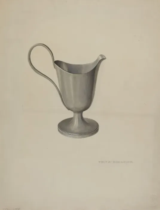 Framed Print : Pewter Cream Pitcher, c. 1939. Creator: Fritz Boehmer Framed Print : Pewter Cream Pitcher, c. 1939. Creator: Fritz Boehmer
