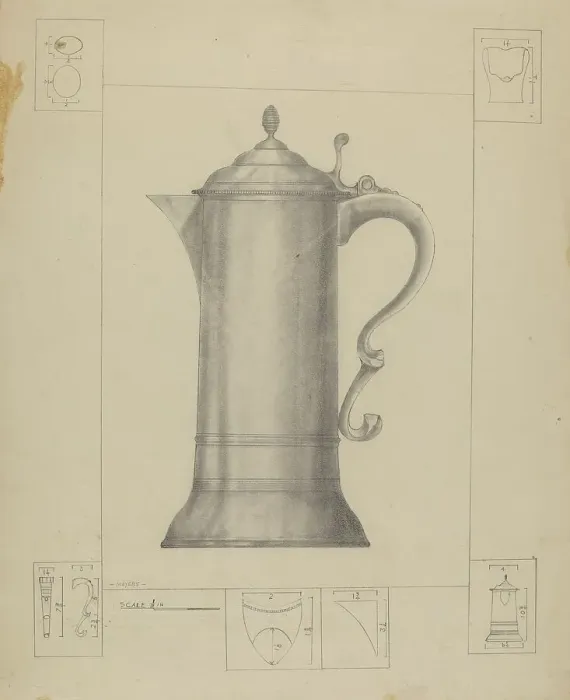 Framed Print : Pewter Flagon, 1935 / 1942. Creator: Henry Meyers Framed Print : Pewter Flagon, 1935 / 1942. Creator: Henry Meyers