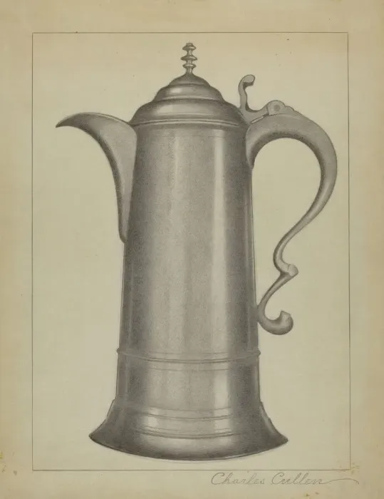 Framed Print : Pewter Flagon, 1936. Creator: Charles Cullen Framed Print : Pewter Flagon, 1936. Creator: Charles Cullen
