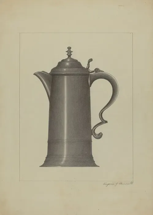 Framed Print : Pewter Flagon, c. 1936. Creator: Eugene Barrell Framed Print : Pewter Flagon, c. 1936. Creator: Eugene Barrell