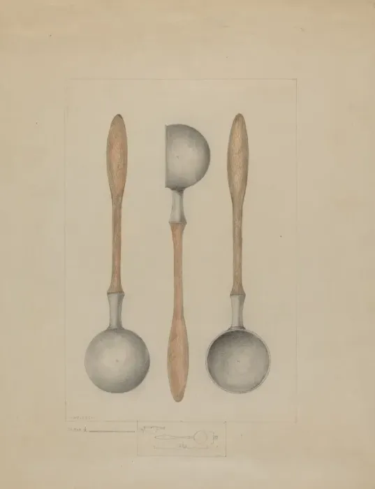 Framed Print : Pewter Ladle, c. 1936. Creator: Henry Meyers Framed Print : Pewter Ladle, c. 1936. Creator: Henry Meyers